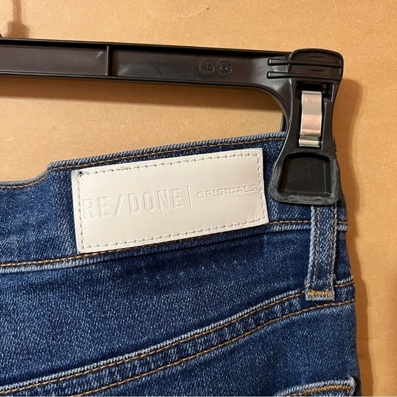 Re/Done High Rise Ankle Crop Jeans Slim Fit Button Fly Denim Medium 53 Size 28 - Picture 10 of 12
